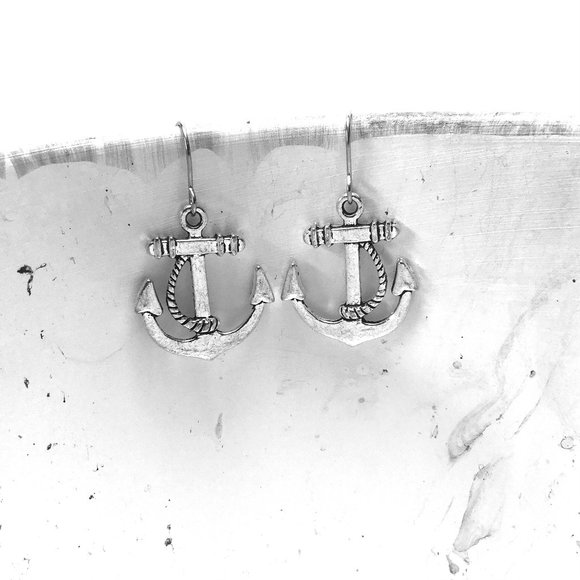 Miniature Anchor Friendship Best Friends Charm Earrings - Picture 3 of 3